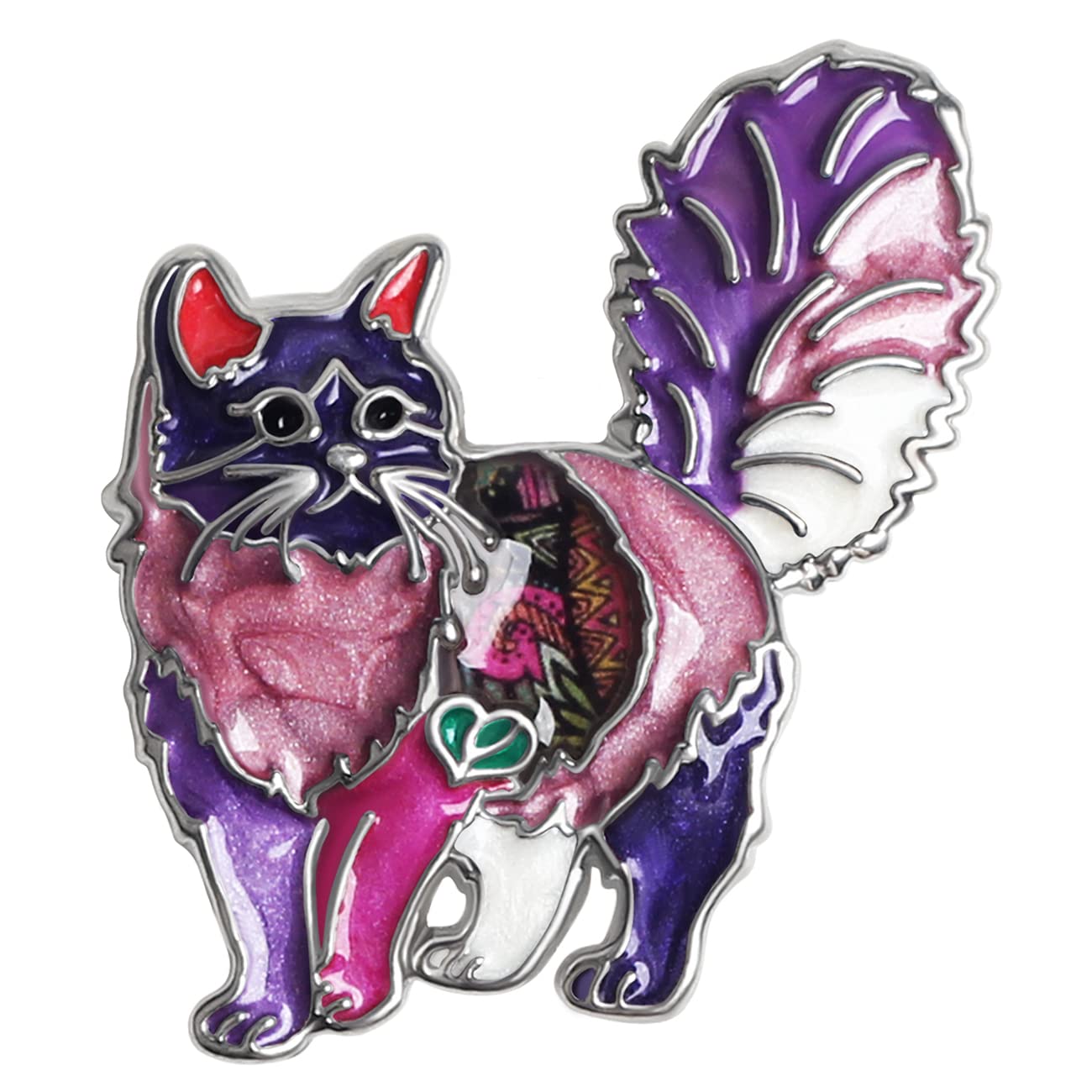 BONSNY Enamel Alloy Cute Cat Brooch Pet Pins Jewellery for Women Girls Clothing Scarf Accessories Gift (Purple)