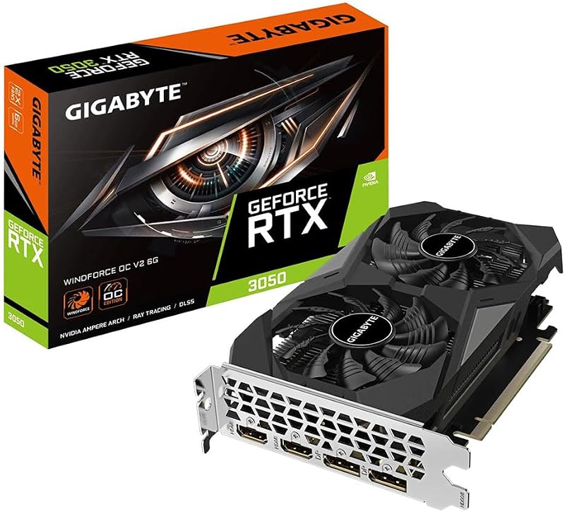 Gigabyte GeForce RTX 3050 WINDFORCE OC V2 6G Graphics Card 6GB GDDR6 1477MHz