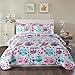 MarCielo 3 Piece Kids Bedspread Quilts Set Throw Blanket for Teens Boys Girls Bed Printed Bedding Coverlet, Full Size, Purple Hoot (Full)