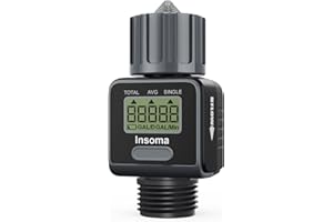 Water Flow Meter, Insoma Water Meter for Garden Hose, Measure Water Consumption and Flow Rate, Fits for 3/4-inch Hoses and Faucets, High Accuracy and IP6X for Outdoor and Indoor Use, 1 Pack