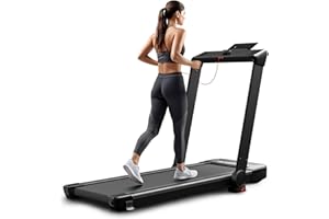 AIRHOT Under Desk Treadmill, Walking Pad 3 in 1 Folding Treadmill, Walking Jogging Treadmills for Home Office, 2.5HP Low-Noise Treadmill LED Display and Knob Speed Adjustment