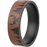 ThunderFit Laser Engraved Silicone Rings for Men - Flexible & Comfortable Rubber Wedding Band - Durable Anniversary Engagement Ring - Gift for Him - Safe for Work, Gym, or Everyday Wear