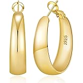MOYUXI 5-8mm Tapered Design Thick Large Hoop Earrings for Women Trendy Hypoallergenic 925 Sterling Silver Post 14K Gold Hoop Earrings Non Tarnish Lightweight Big Chunky Gold Hoops 30/40/50/60MM