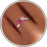 Nymerianoble Dainty Silver Promise Rings for Her 2 Birthstone Adjustable Rings for Women Sister Anniversary Birthday Gifts for Women Jewelry Mothers Day Ring Gifts Valentine's Gift for Her