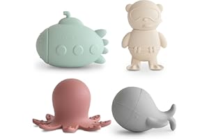 mushie Sealife Bath Toys Play Set for Toddlers | 100% Food Grade Silicone | Mold Free, Pack of 4