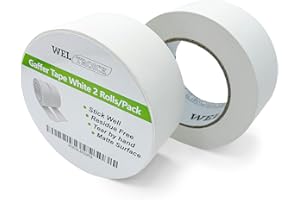 WELTROICE Gaffer Tape White 2 Rolls, Heavy Duty, Matte Non-Reflective Pro Gаff Tape, Versatile, Hand Tear, Residue Free, Cloth Tape for Cable, Stage, Photography 2 Inch x 30 Yards * 2