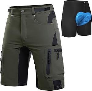 Cycorld MTB Hose Herren Radhose, Schnelltrocknend Mountainbike Hose Fahrradhose mit 4D Sitzpolster, Elastische Outdoor Sport Herren Radlerhose MTB Bike Shorts