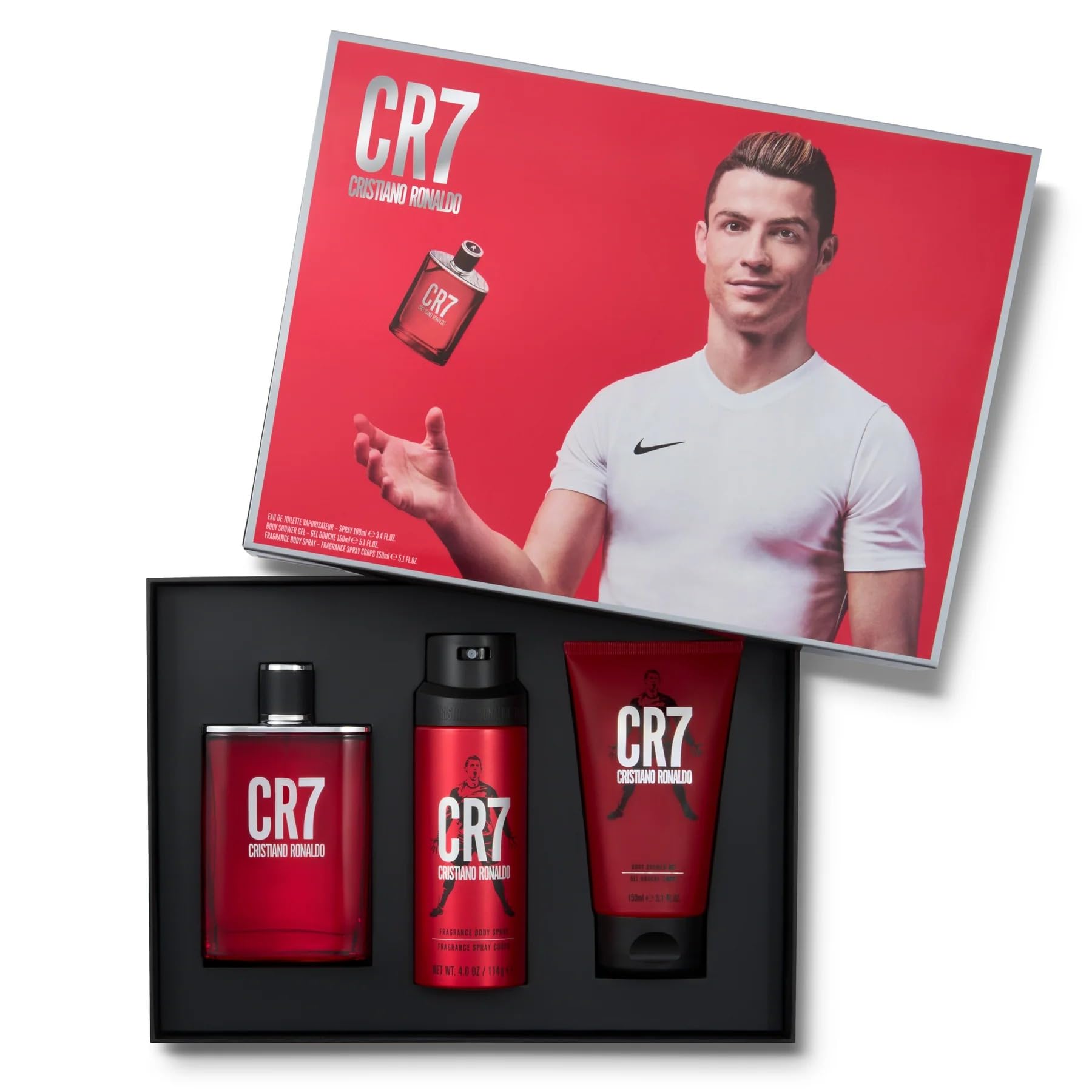Cristiano Ronaldo CR7 Geschenkset, 100 ml EDT + 150 ml Duschgel + 150 ml Bodyspray