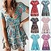 Women’s Summer Boho Floral Short Sleeve Button Up Split Dress Beach Skirt Pink
