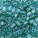 Miyuki 4mm Glass Cube Beads Silver Lined Aqua #2638 10 Grams