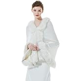 BEAUTELICATE Faux Fur Shawl Wrap Stole Shrug Bridal Winter Wedding with Hook