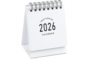 STIAMVD Mini Desk Calendar 2025-2026 - Small Desk Calendar Runs Now to Dec 2026, Monthly Calendar 250gsm Thick Paper Twin-Wire Binding with Stickers for Home Office School (Mini white)