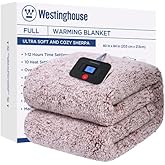 Westinghouse Electric Blanket Full Size, Soft Plush Sherpa Heated Blanket with 10 Heating Levels & 1-12 Hours Auto-Off, Machine Washable, 80x84 inches, Rust