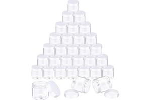 SATINIOR 24 Pieces Empty Clear Plastic Jars with Lids Round Storage Containers Wide-Mouth for Beauty Product Cosmetic Cream Lotion Liquid Butter Craft and Food (White Lid,3 oz)