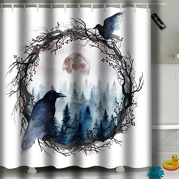 Amazon Com Shower Curtain Set Foggy Spruce Forest With Rising