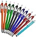 Teviwin 10 Pack Ultralight Slim Universal Black Click Pen Stylus Ballpoint Pen for iPhone 6 Plus 5S 5C 4S, Samsung Galaxy S6 S5, Note3, iPad, Tablets, Touch Screens Device, Orange/Green/Black/Blue/Red