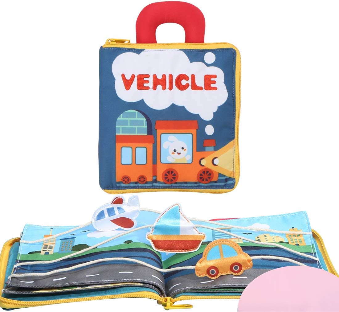 beiens 9 Theme My Quite Books, Soft Cloth Books with Mirror Fun Interactive Activity Baby Sensory Books, First Year Touch and Feel Early Education Toys Shower Gifts for Infants Babies Boys and Girls