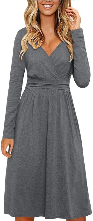 long sleeve wrap front dress