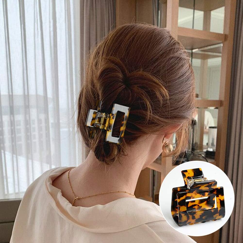 2pcs Square Medium hair claw clips for thick fine hair,Tortoise shell rectangle claw hair clips medium for women ladies - Image 3