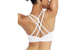 RUNNING GIRL Strappy Sports Bra for Women Sexy Crisscross Back Light Support Yoga Bra with Removable Cups