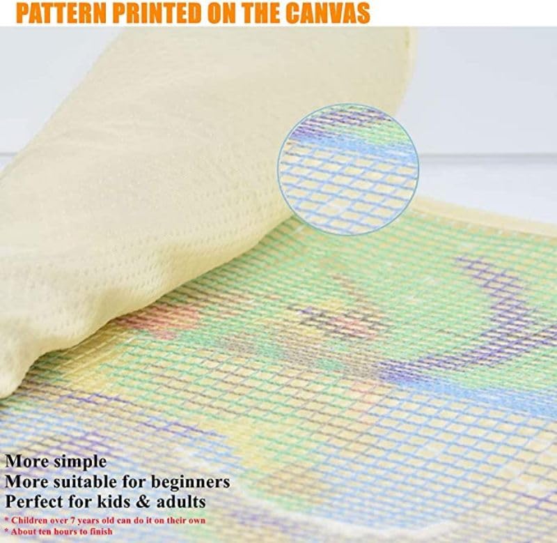 Koala Bear Latch Hook Pillow Making Kits Cover for DIY Cushion Cross Stitch Latch Hook Pillowcase Rug Kits with Preprinted Canvas Crochet Yarn Kits Needlework Crafts 17'' X 17''