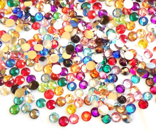 LOVEKITTY Mixed Colors 1000pc 4mm Flat Back High Quality Rhinestones Round 14 Cut Assorted Colors 4mm (16ss)