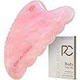Rena Chris Body Gua Sha Tools, Natural Rose Quartz Jade GuaSha Tool, Manual Massage Sticks for Jawline Sculpting and Puffiness Reducing, Whole Body Skin Care Massager (Pink)