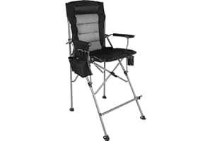 Stonehomy Extra Tall Camping Chairs for Adults 330lbs, Tall Lawn Chairs Portable Bar Height Foldable Director Chairs for Camping Outside, Comfortable with Makeup Pocket and Footrest, Black