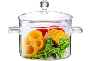 Nidhdsda Clear Glass Cooking Pot - 1.5L/50 OZ Class Pots for Cooking on Stove - Glass Cookware Stovetop Pot Set - Glass Simme