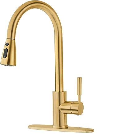 Fonveth Kitchen Faucet Brushed Gold Kitchen Faucet With Pull Down