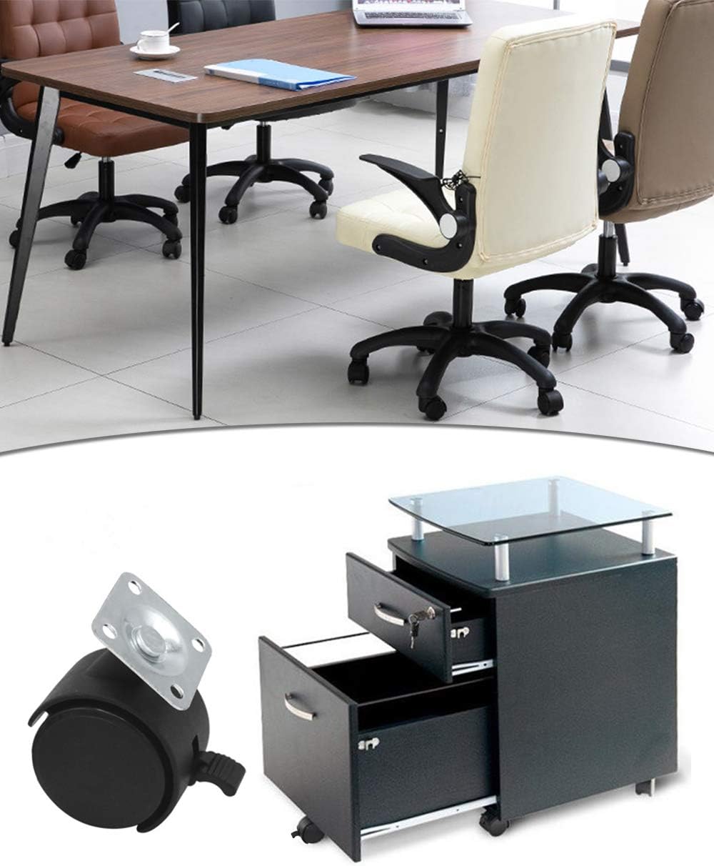 FBBULES Set of 4 Office Chair Castors with Brakes and Screw Chair