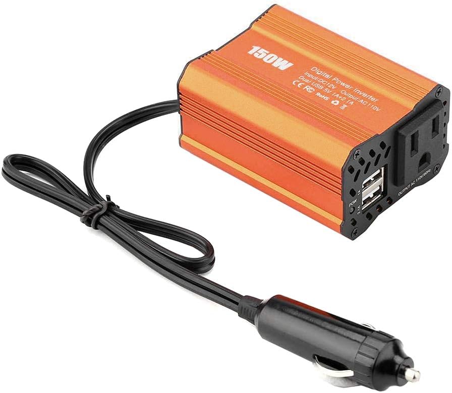 DEDC 1PCS Red 150W Car Power Inverter DC 12V to 110V AC Converter 3.1A Dual USB Charger