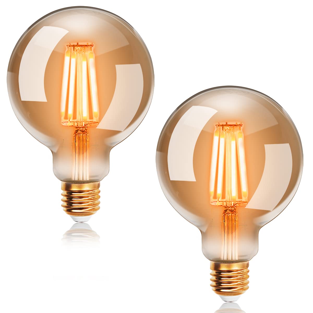 EXTRASTAR Vintage Edison LED Light Bulb, 6W G80 E27 Bulb, 44W Equivalent, 540LM, 2200K Warm White Energy Saving Globe Decorative Bulbs, Retro Antique Filament Lamp, Non-Dimmable, Pack of 2 — image 1