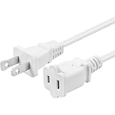 VSEER 2 Prong Extension Cord US AC 2-Prong Male and Female Power Cable SPT2 16AWG 13A/125V, USA Outlet Saver Power Extension Cord Cable for NEMA 1-15P to NEMA 1-15R 1FT