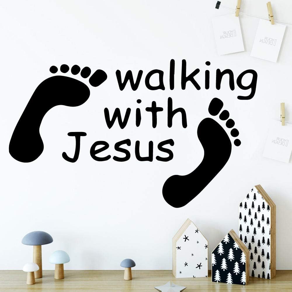 Nordic Style Foot Walking with Jesus Wall Stickers Modern Fashion Wall Sticker for Children's Room Decal Creative Stickers 58 * 96cm