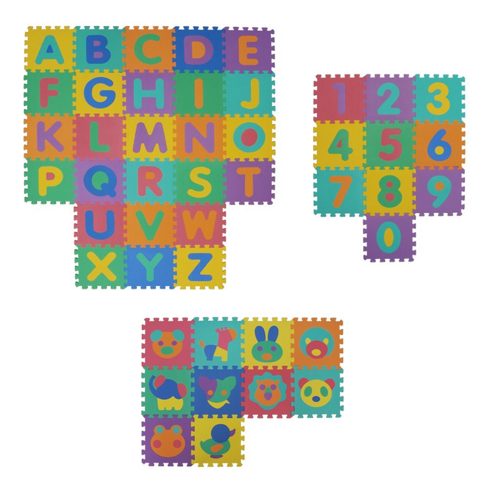 Suelo de Espuma EVA Tapete de Juego Letras + Números + Animales Manta