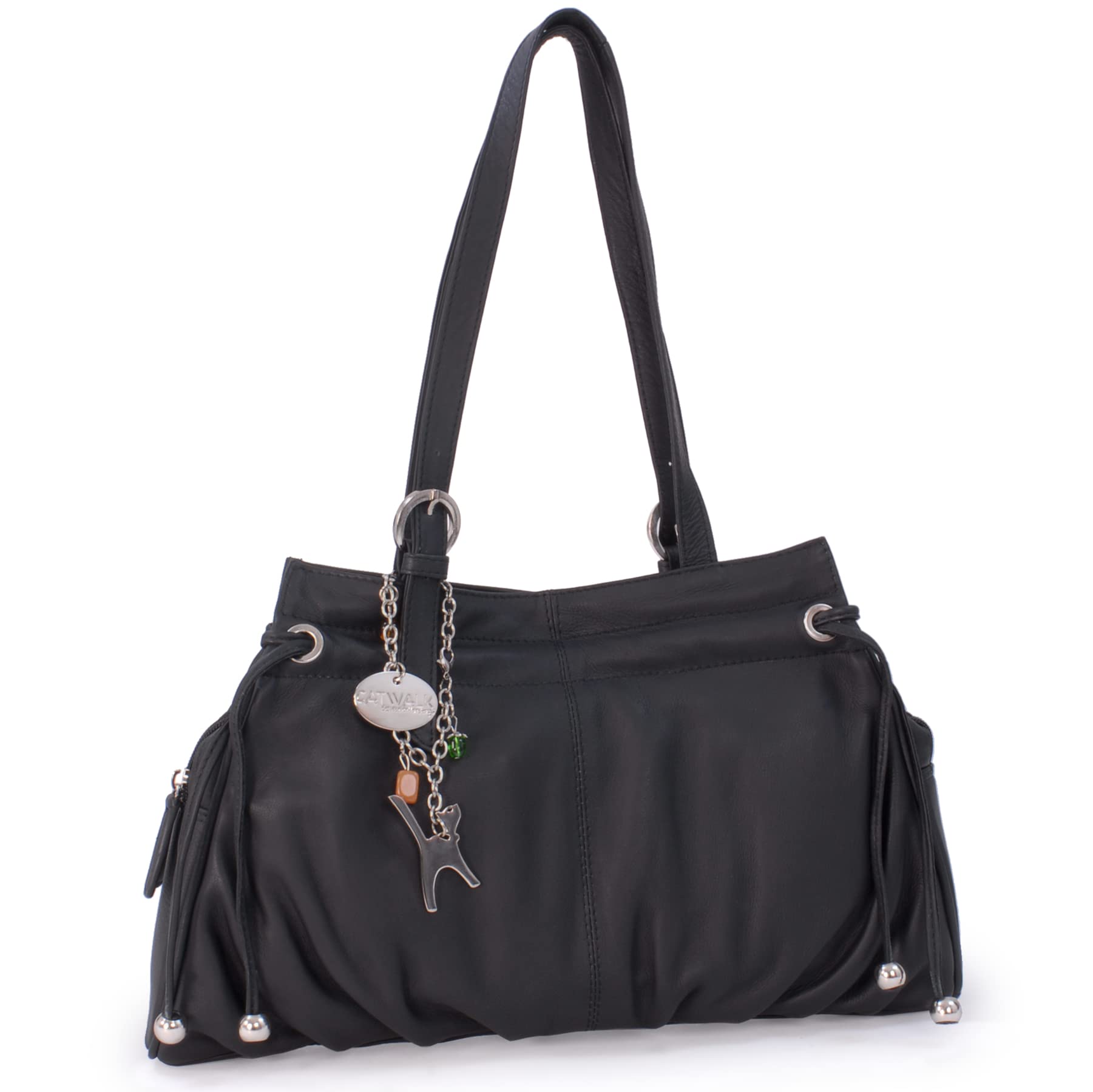 Catwalk Collection Handbags - Women's Medium Shoulder Bag - Soft Leather Slouch Bag - Alice - Black