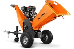 MechMaxx 6'' Inch E-Start Ducar 420cc 15hp Gas Powered Wood Chipper Leaf Branch Shredder Mulcher with Towbar/with Emergency Stop Button/Stop Bar,Model P4206 (Orange)