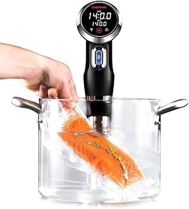 Chefman Sous Vide Immersion Circulator w/ Wi-Fi, Bluetooth & Digital Interface, Touchscreen Display, Sous-Vide Cooker Includes Connected App for Guided Cooking, Adjustable Clamp, 1100 Watts, Black