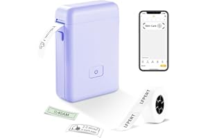 LFPERT Label Maker Machine with Tape - HP2-S Portable Bluetooth Label Printer for Storage, Office, Home, Mini Smart Phone Handheld Sticker Printer with Multiple Templates Font Icon (Purple)