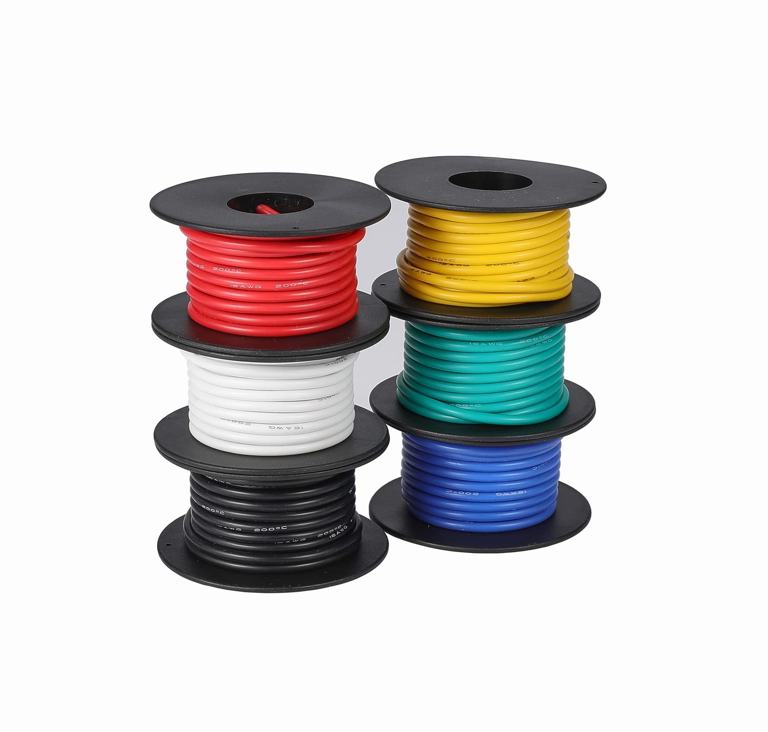 TUOFENG 14awg Wire Flexible Silicone Wire,2.0mm² Tinned Copper Wires Silicone Rubber Insulated (6 Different Colored 13.2ft /4m Each)(OD:3.5 mm) 600V Stranded Wires Automotive Wiring