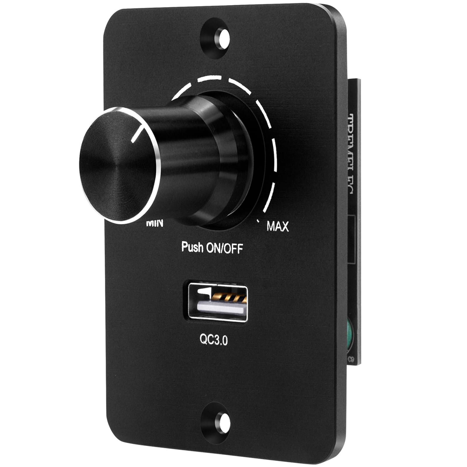 Aroidful DC 12V/24V RV Single Dimmer Light Switch, 5A PWM Campervan Light Switch and USB QC 3.0 Quick Charge, LED Dimmer Switch No Noise No Flicker Suitable for RV, Camper, Van, Truck, Yacht