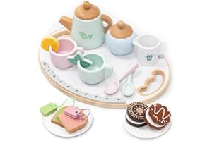 UMU® Wooden Tea Set for Kids – Pretend Play Tea Party Toy with Colorful Cups, Tea Bags, Lemon Slices & More – Montessori Role Play Toy for Ages 3 4 5 6