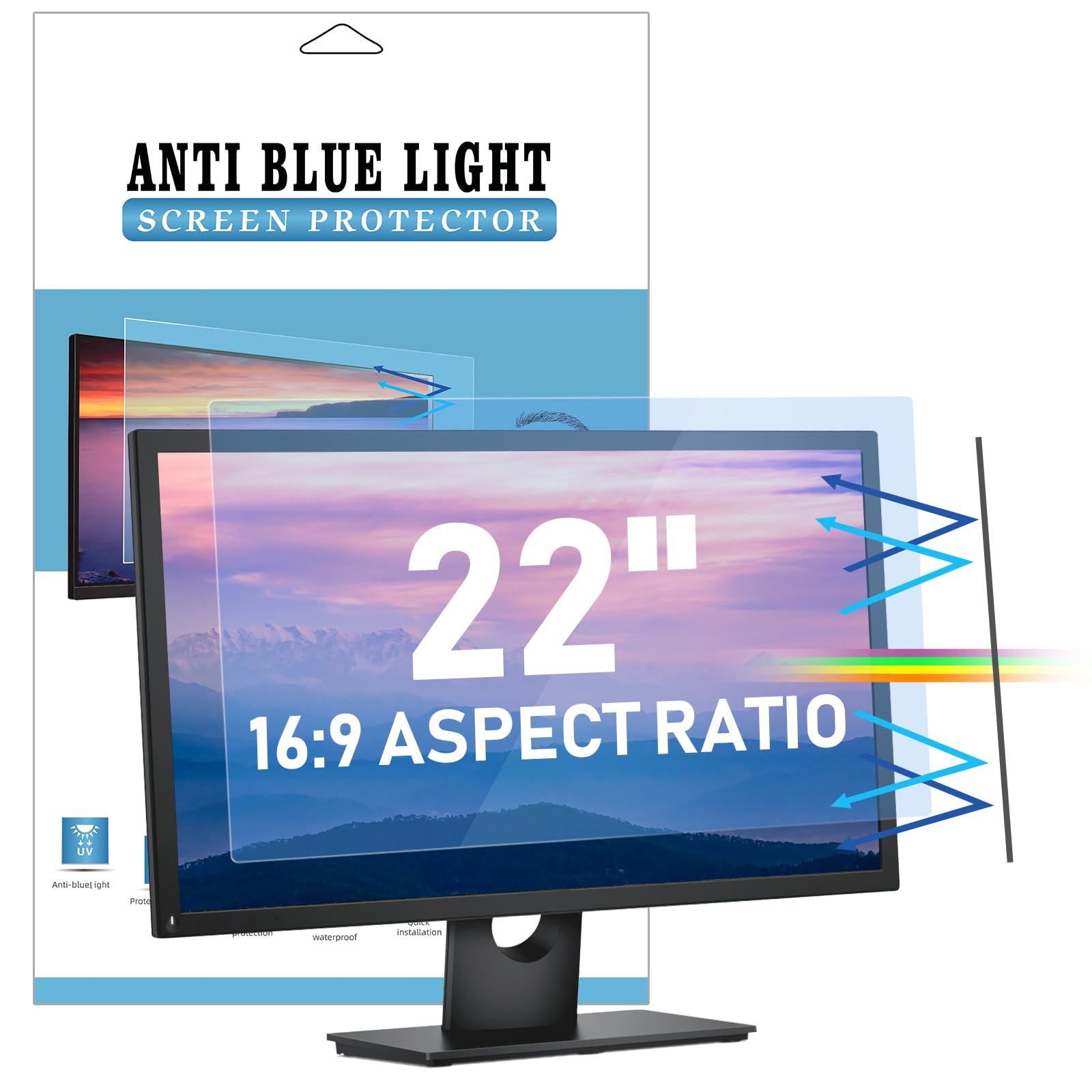 LAMA 22 Inch Blue Light Blocking Screen Protector, Universal Computer Monitor Screen Filter (WxH:19.17"*10.78"), Anti Blue Light, Anti Glare, Anti-UV, Eye Protection, Reduce Eye Strain(22" 16:9) — image 1