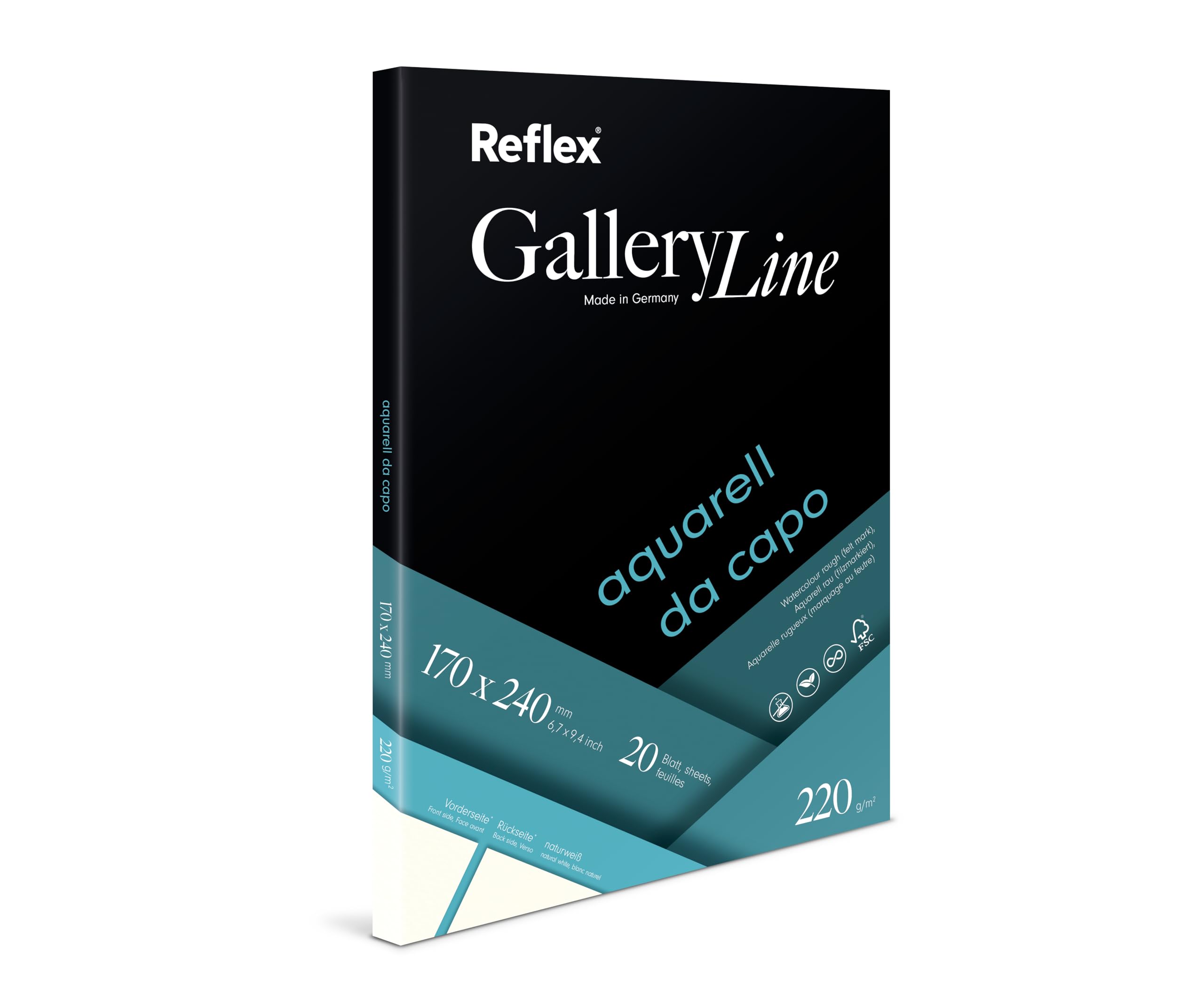 Reflex Watercolour Paper Da Capo 17x24cm 220g/m2 pad 20 Sheets