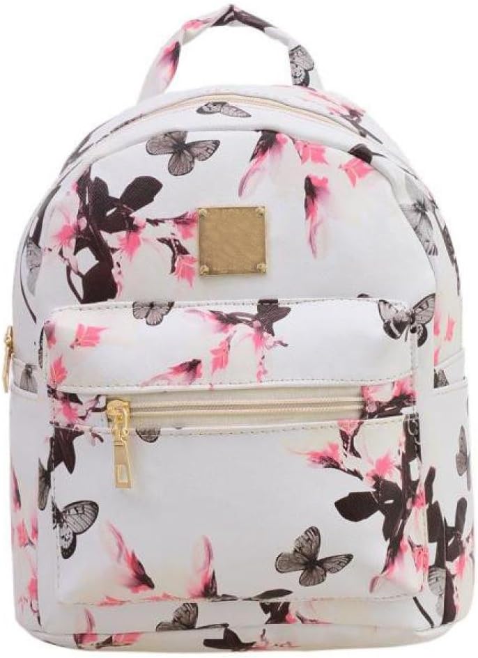 Women Girls Floral Printing PU Leather Shoulder Bag Backpack