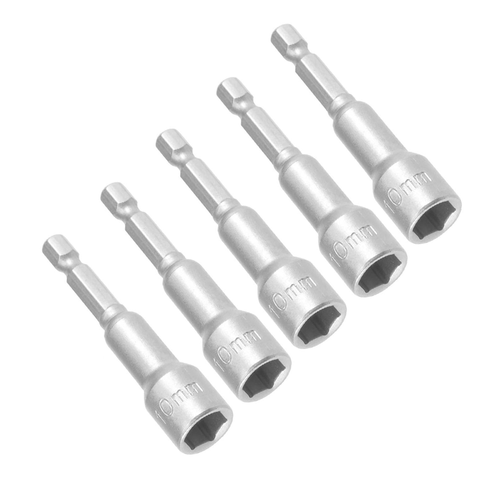 TOP-VIGOR 5Pcs 10mm Nut Setter Driver Drill Bit Set, 1/4 inch Hex Shank Quick Change, 65mm Length Metric Nut Driver Set for Woodworking, Auto Repairing, Machine Maintenance, Furnitures