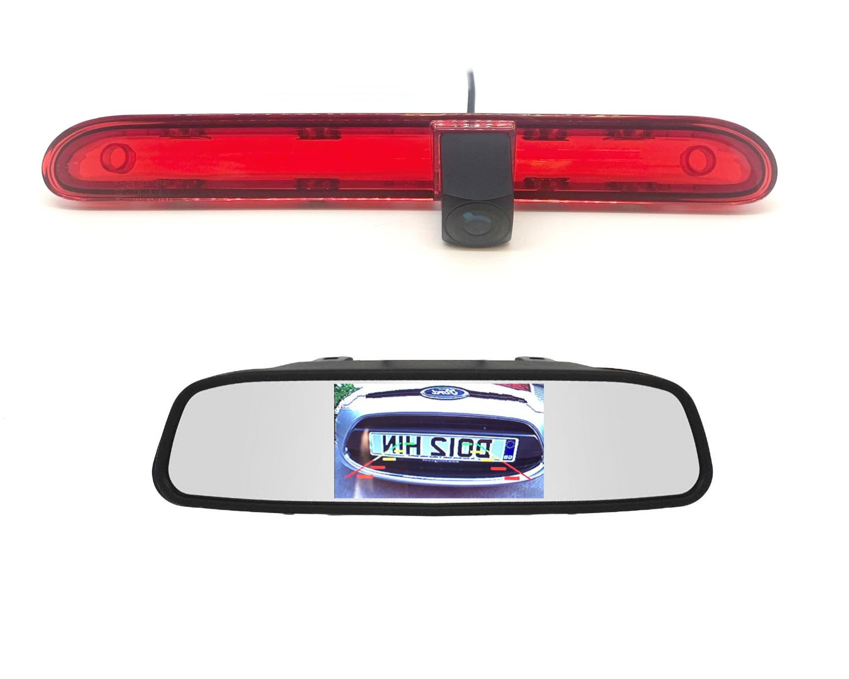 Dolphin Automotive High Level Brake Light Reversing Camera For Peugeot Expert & Citroen Dispatch 2016 Onwards (Camera With 4.3" Mirror Monitor)