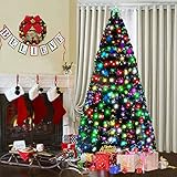 Goplus Pre-Lit Artificial Christmas Tree, Optical Fiber (7ft)