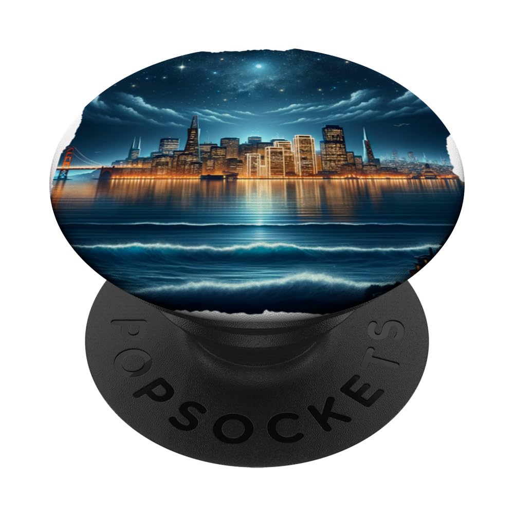 San Francisco Night Skyline and Ocean Bay Area PopSockets Swappable PopGrip